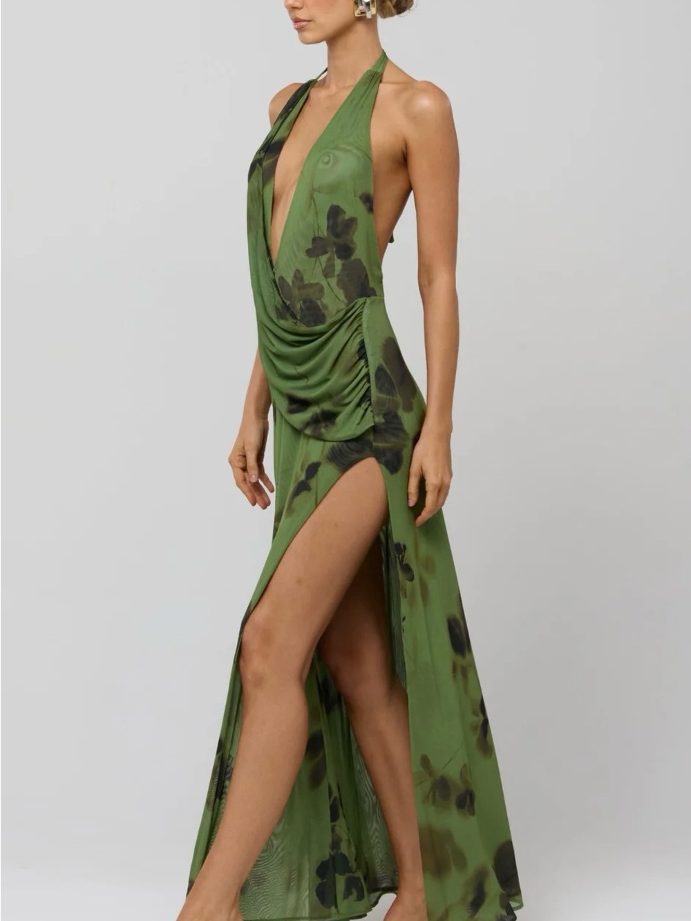 Halter Maxi Dress with Thigh Slit - Small - Picture 1 of 7
